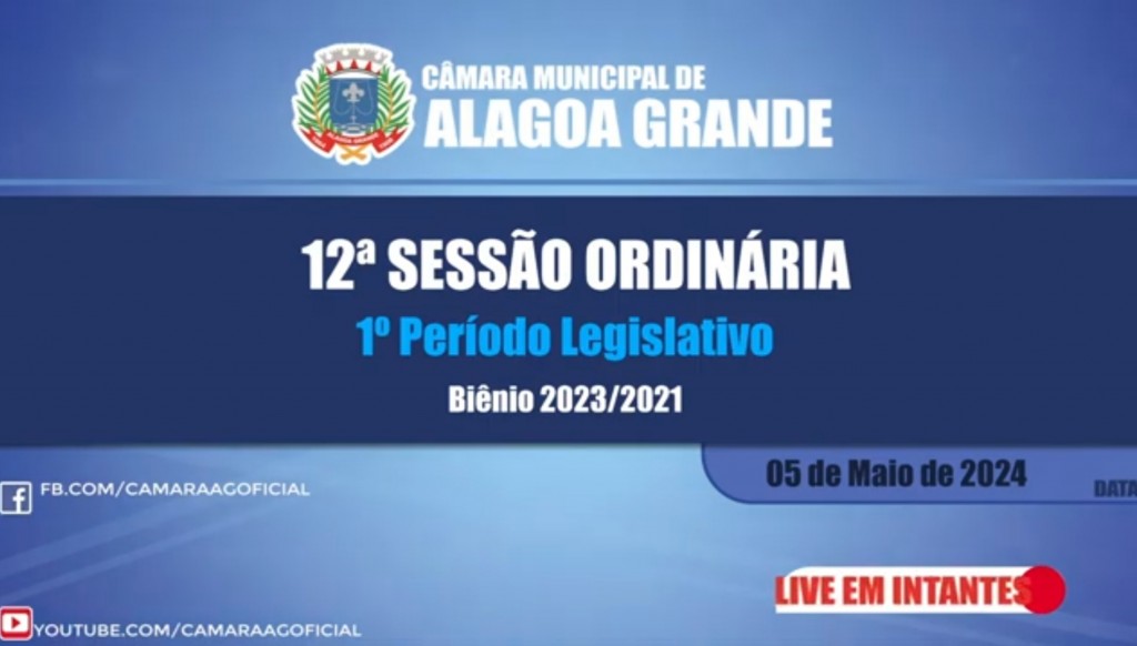 12ª Sessão Ordinária do 1º Período Legislativo - 02/05/2024