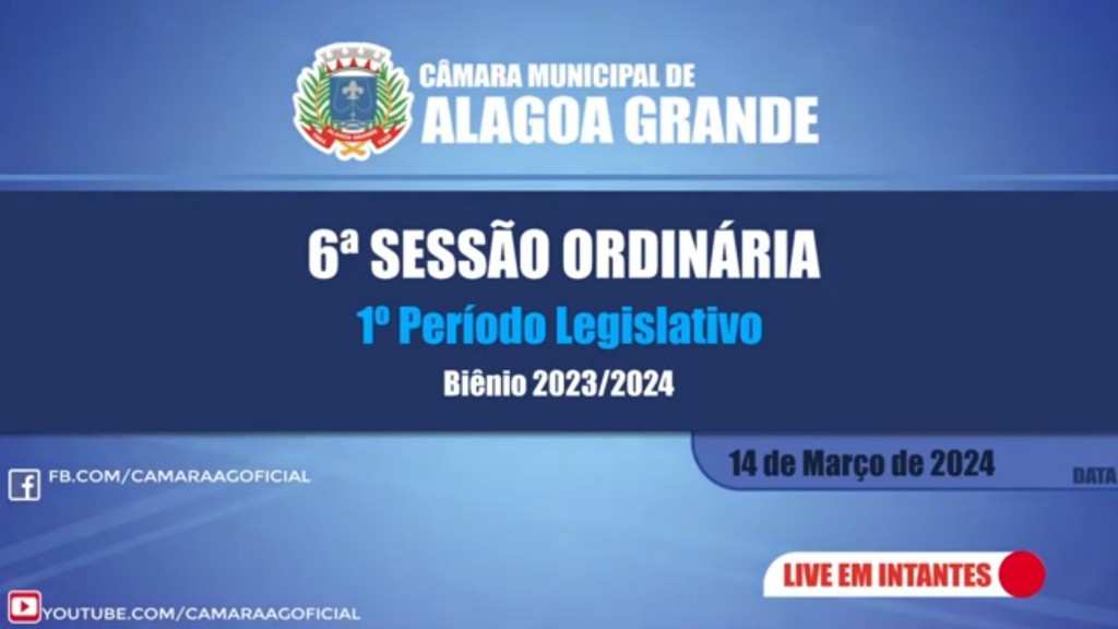 Imagem 6ª Sessão Ordinária do 1º Período Legislativo - 14/03/2024